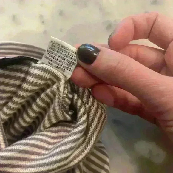 Vintage lands End  striped turtleneck, gray, and white - Picture 5 of 5